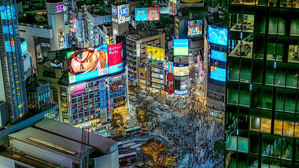 Le carrefour de Shibuya vu d'en haut